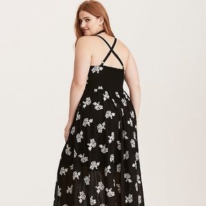 Torrid Black Maxi Dress with White Flowers